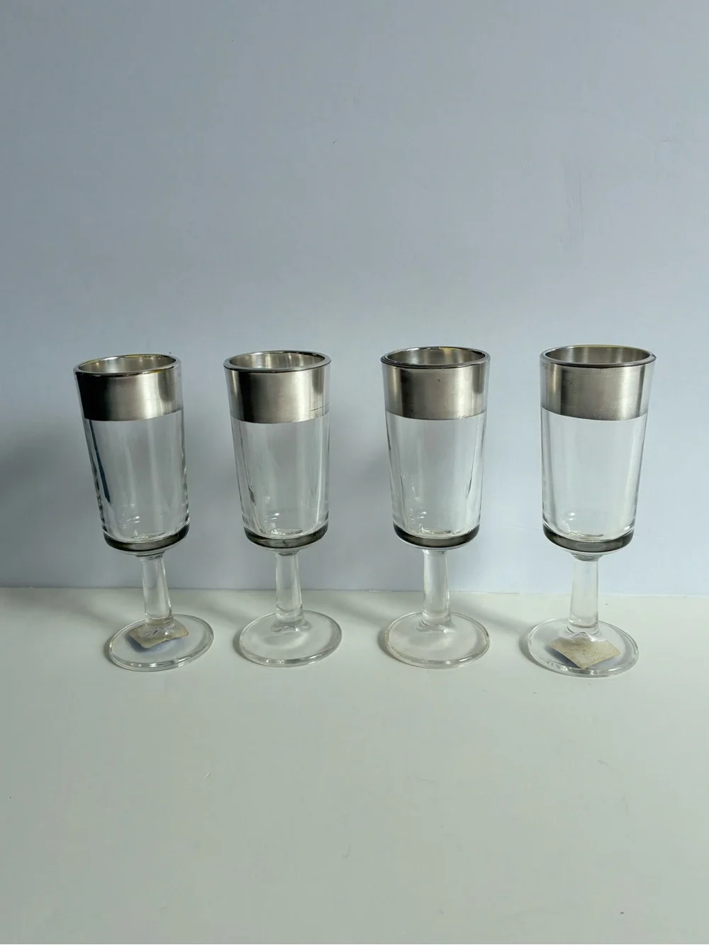 Vintage Grace China Mexico Sterling Silver Cordial Liqueur Shot Glass Set 4 MCM